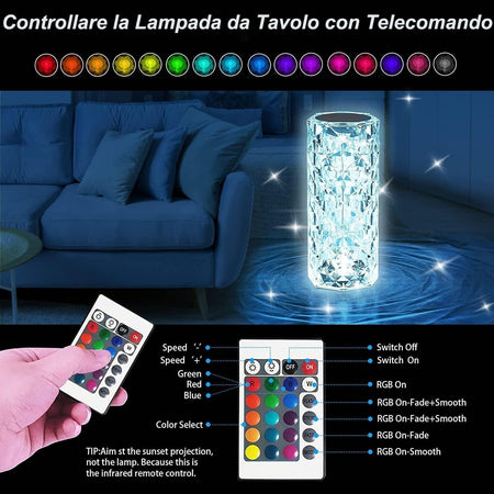 Lampada da Tavolo Touch Senza fili ricaricabile,16 Colori Lampade Led