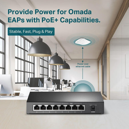 Switch PoE TP-Link Gigabit a 8 porte, 4 porte PoE+ fino a 30 W per ciascuna