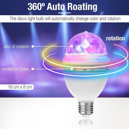 Luci Discoteca 360° Ruotabile con Connettore a Spina di Sicurezza,Palla da Disco