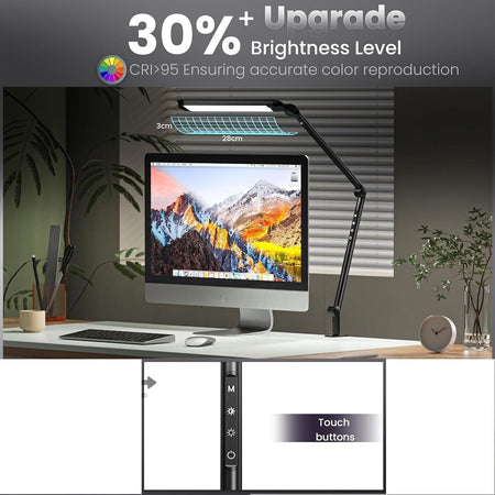 Lampada da scrivania a LED con morsetto, lampada da tavolo con braccio