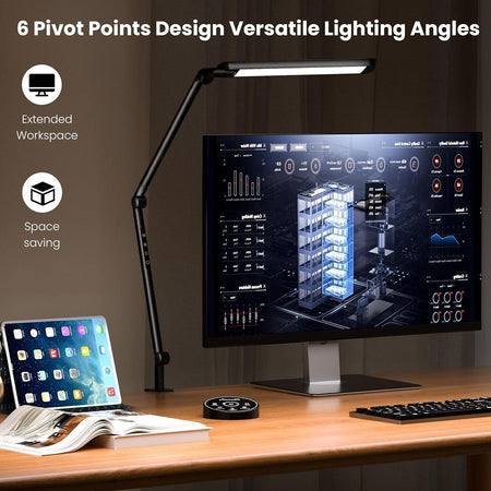 Lampada da scrivania a LED con morsetto, lampada da tavolo con braccio