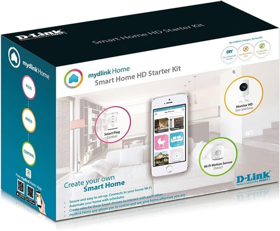 D-Link DCH-100KT Sistema di Sicurezza Domestico, Wi-Fi, HD, Bianco