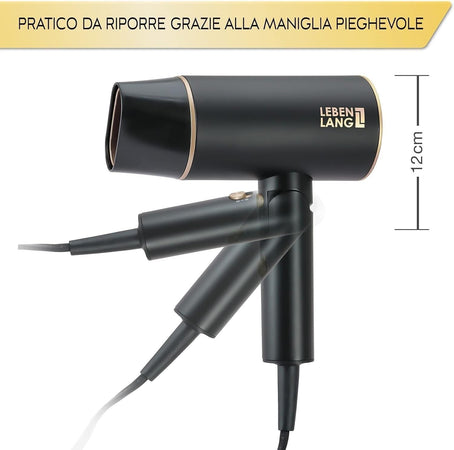 Asciugacapelli Ion 2100W, Anti-Spliss con modalità aria fredda, Asciugacapelli