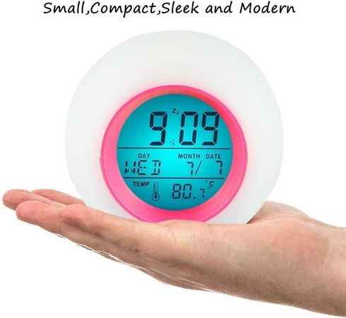 Sveglia per Bambini, Orologio da Comodino a LED con Luce Sveglia 7 Colori