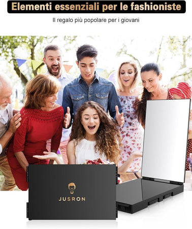 JUSRON Specchio Trucco a 3 Vie, Portatile Specchio a 360 Gradi Capelli, Specchio