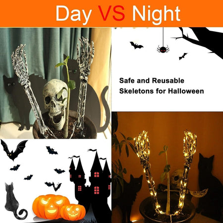 Paletti da braccio con scheletro illuminati per Halloween, con timer