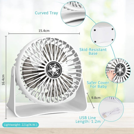 Ventilatore USB, Mini USB Ventilatore Silenzioso, Regolabile 3 Velocità