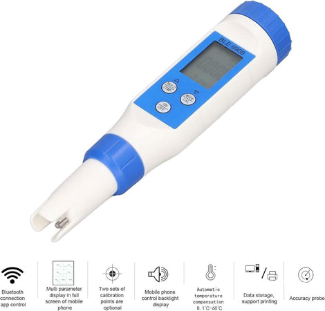 TOPINCN Misuratore per Test dell'Acqua 5 in 1, Penna Bluetooth5.2 PH TDS EC