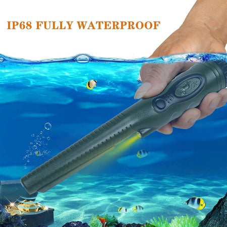 Metal Detector, Rilevamento IP68 Impermeabile Portatile a 360°con Luce LED