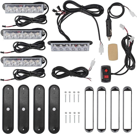 4 in 1 Lampada di Emergenza Strobo 18 Modalità con Interruttore 4X6 LED Barra