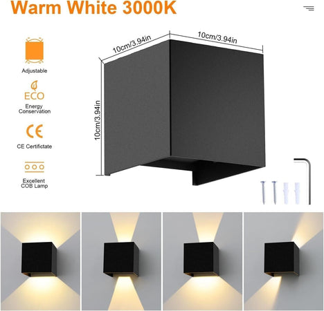 4 Pezzi Applique da Parete Interno/Esterno 10W LED Moderno Lampada da Parete