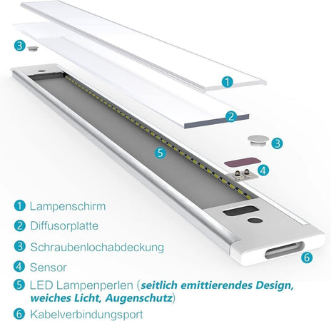 Lampada Sottopensile Cucina Led Con Sensore Senza Contatto, Ultrasottile