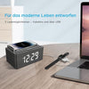 Sveglia in Legno da Comodino con Radio FM,Stazione di ricarica Wireless Veloce