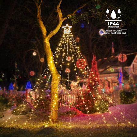 Decorazioni Natalizie Luci Stellari per Esterno, 317 LED 10 Piedi X 9 Luci