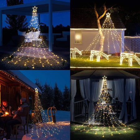 Decorazioni Natalizie Luci Stellari per Esterno, 317 LED 10 Piedi X 9 Luci