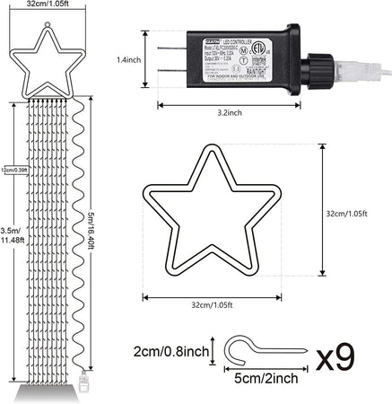 Decorazioni Natalizie Luci Stellari per Esterno, 317 LED 10 Piedi X 9 Luci