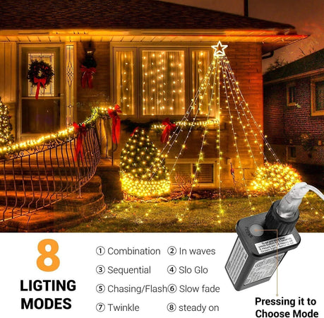 Decorazioni Natalizie Luci Stellari per Esterno, 317 LED 10 Piedi X 9 Luci