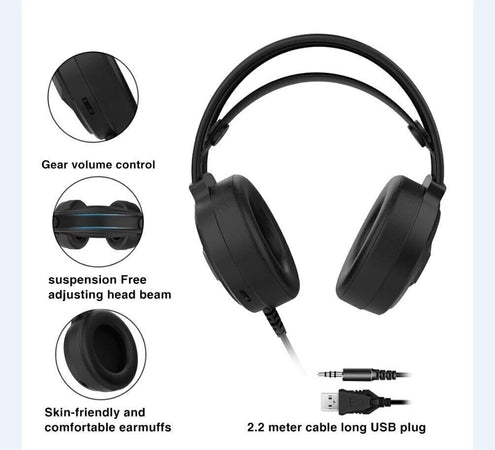 DeyHua RGB Cuffie da gioco per PC PS4 con microfono flessibile HD Cuffie da 3,5