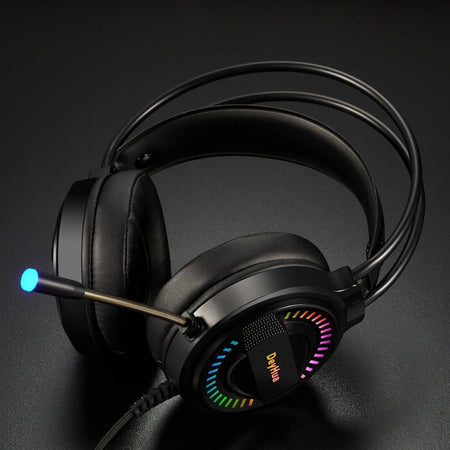 DeyHua RGB Cuffie da gioco per PC PS4 con microfono flessibile HD Cuffie da 3,5