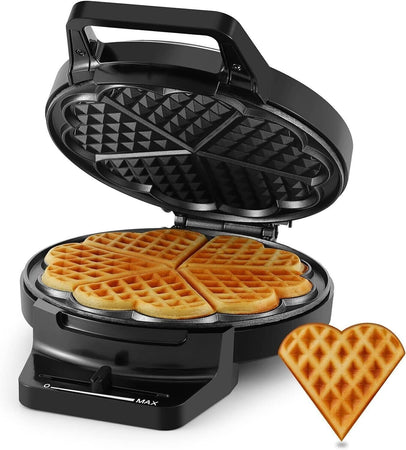 Piastra per Waffle a Forma di Cuore, Rivestimento Antiaderente 5 Waffle 1000w
