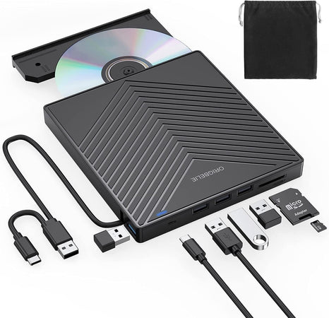 Unità CD/DVD esterna, masterizzatore CD ultra sottile USB 3.0 con 4 porte USB