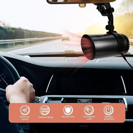 2 in 1 Ventola di Riscaldamento e Raffreddamento Automatico Ventosa 150W Auto