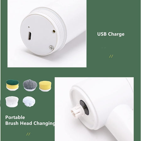 Spazzola Rotante Elettrica Per Pulizia, Spazzola Multifunzione con 5 testine