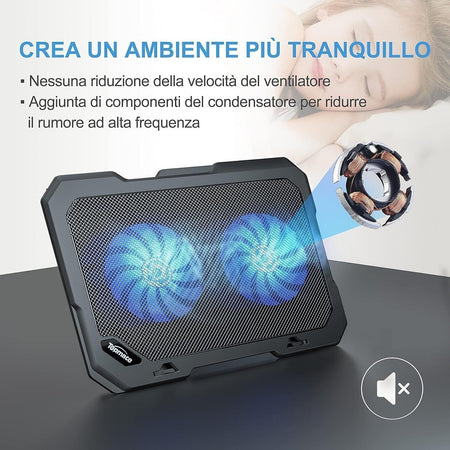 Ventole per PC Portatile, Base di Raffreddamento Ultra Magro per Laptop da 10-15