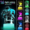 Lampada a LED Naruto 3D Illusion + 4 disegni 16 cambi di colore e telecomando