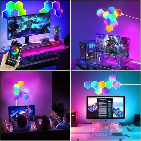 LED 8 Pezzi Esagonali Muro LED Luci, Smart RGB Gaming Wall, Luce Sincronizza