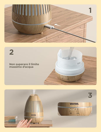 Diffusore di Oli Essenziali Aromi Aromaterapia Ambiente Modalità 150ml 7 LED