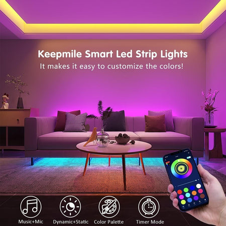 Strisce luminose luci a LED 15 metri musicali intelligenti RGB bluetooth