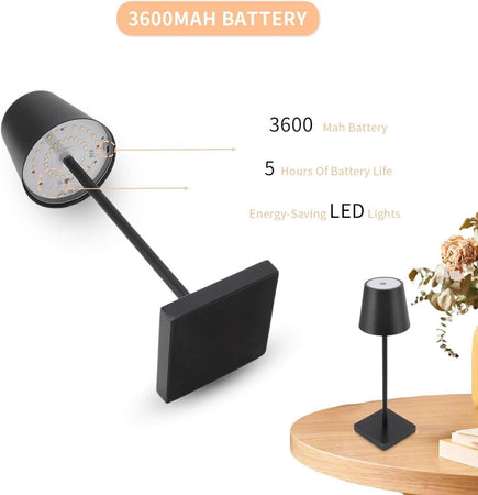 Lampada da Tavolo Senza Fili, Lampada da Tavolo a LED Ricaricabile, Batteria