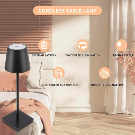 Lampada da Tavolo Senza Fili, Lampada da Tavolo a LED Ricaricabile, Batteria
