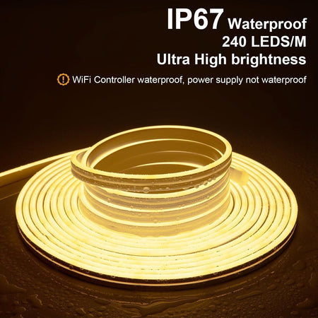 Striscia luminosa a LED al neon, 15 m, per esterni, IP67, impermeabile, bianco