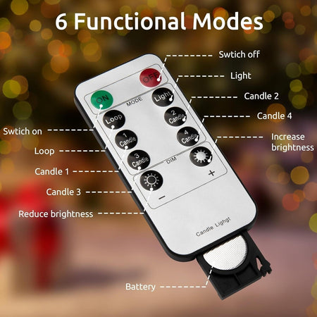 Candele con telecomando, batterie AA e clip impermeabile per feste (30 luci)