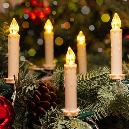 Candele con telecomando, batterie AA e clip impermeabile per feste (30 luci)