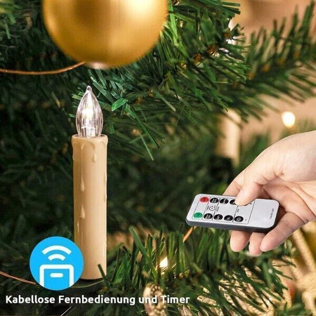 Candele con telecomando, batterie AA e clip impermeabile per feste (30 luci)