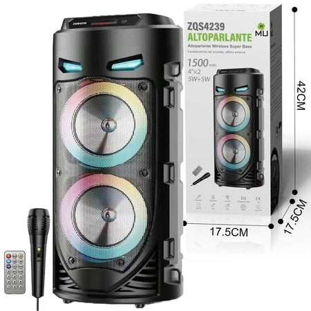 Diffusore portatile cassa bluetooth mp3 karaoke usb aux 10 watt 1500mah ZQS4239