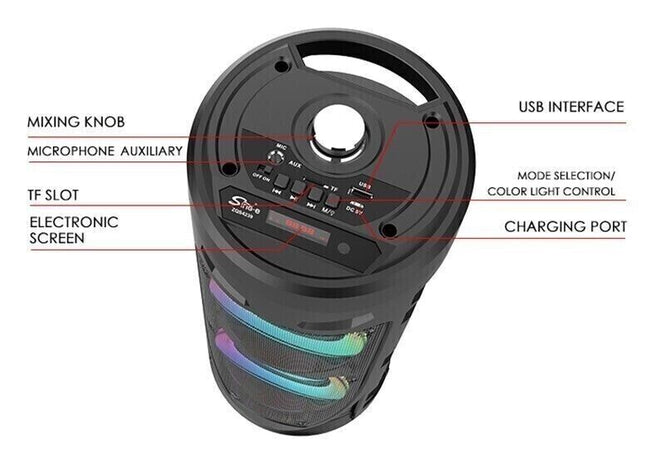 Diffusore portatile cassa bluetooth mp3 karaoke usb aux 10 watt 1500mah ZQS4239