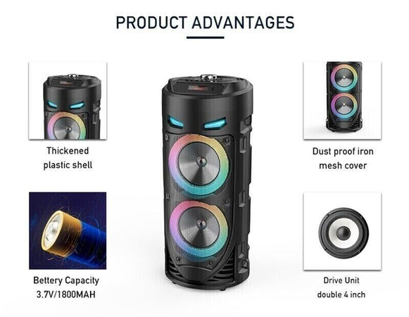 Diffusore portatile cassa bluetooth mp3 karaoke usb aux 10 watt 1500mah ZQS4239
