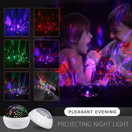 Lampada proiettore a forma di stella, girevole, a LED, proiettore per bambini
