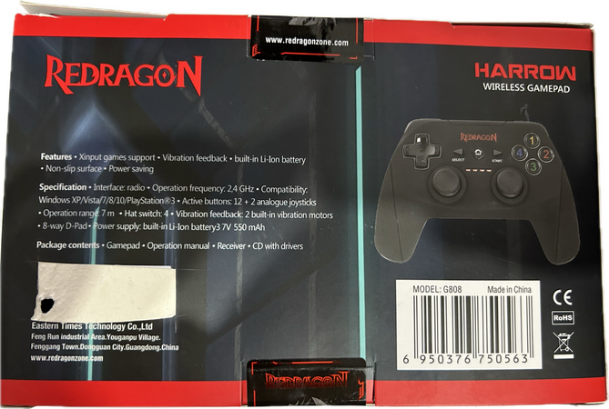 CONTROLLER GAMEPAD WIRELESS REDRAGON Harrow G808 compatibile con PC e PS3