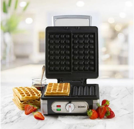 DOMO Piastra per wafel 2 in 1, per cialde di forma quadrata extra spesse