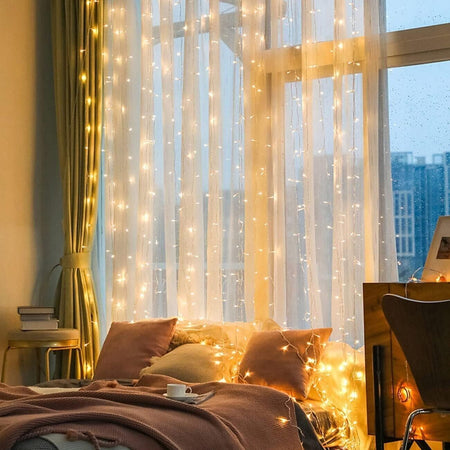 SALCAR Tenda con Catena di Luci LED, 3 x 3 m, impermeabilità IP44, Stelle LED A