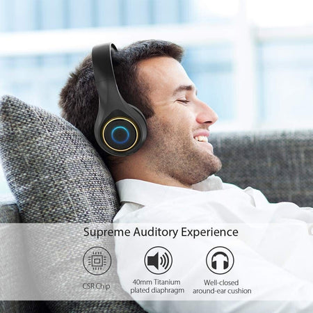 Chououkiu Cuffie Bluetooth, Cuffie wireless Cuffie pieghevoli a LED Auricolari