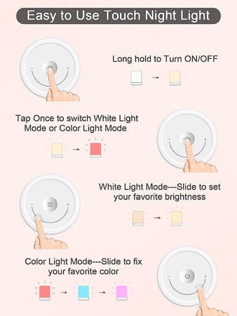 Luce Notturna per Asilo Nido per Bambini Lampada Touch Ricaricabile Cambia