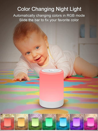 Luce Notturna per Asilo Nido per Bambini Lampada Touch Ricaricabile Cambia