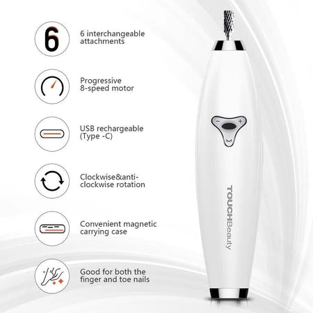 Set Manicure e Pedicure Elettrico, TOUCHBeauty Trapano per Unghie Elettrico