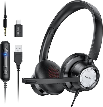 New bee Cuffie con Microfono PC Con Microfono Cancellante Rumore Regolabile